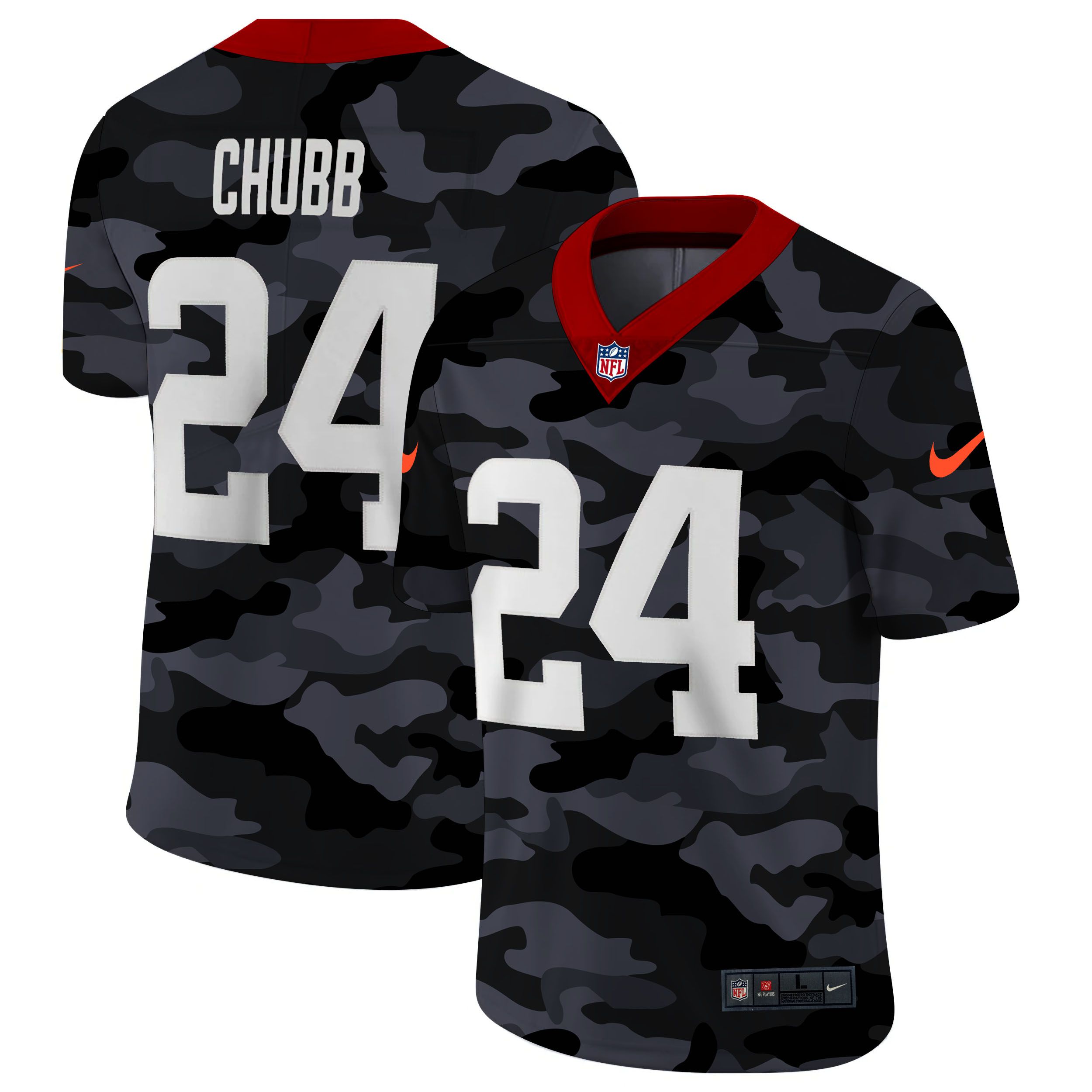 Men Cleveland Browns #24 Chubb 2020 Nike Camo Salute to Service Limited NFL Jerseys